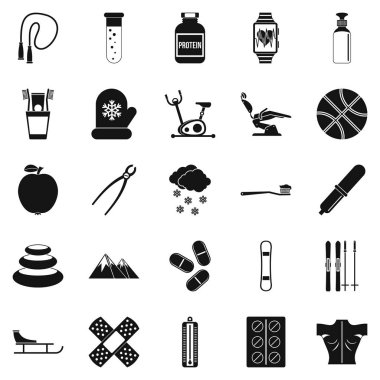 Fit vücut Icons set, basit tarzı