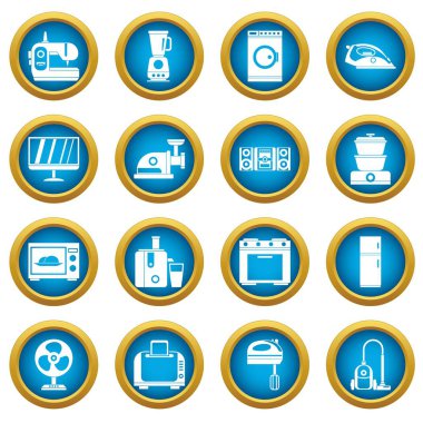 Ev aletleri simgeleri mavi daire seti