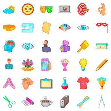 Icons set fırçalama, karikatür tarzı