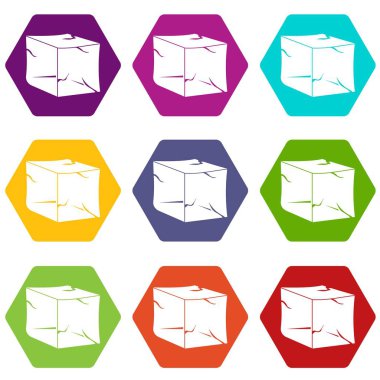 Renk altı yüzlü buz Icon set