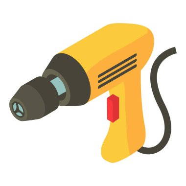 Elektrikli matkap simgesi, izometrik 3d stili