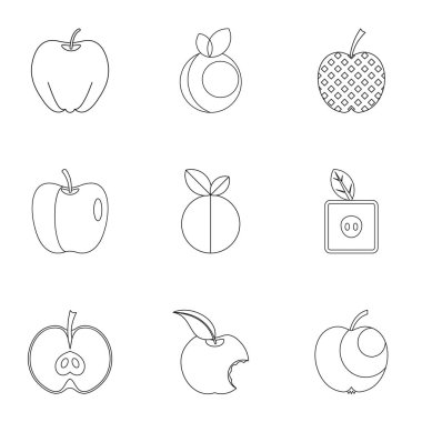 Doğal elma simge seti, anahat stili