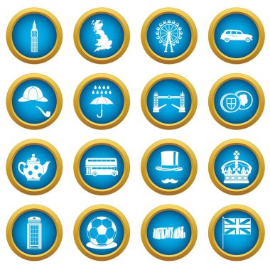 Büyük Britanya'nın simgeleri mavi daire seti