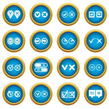 Onay işareti simgeleri mavi daire seti