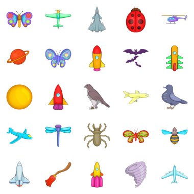 Icons set sinek, tarzı çizgi film