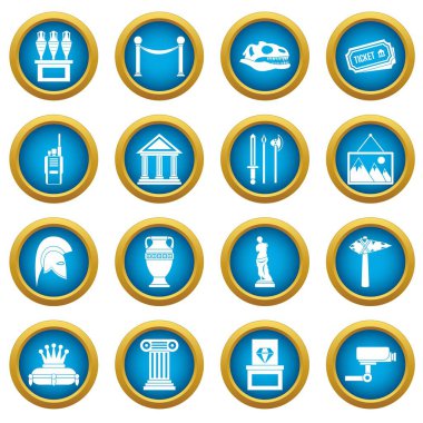 Müze simgeleri mavi daire seti
