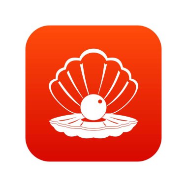 Bir deniz kabuğu simgesi dijital kırmızı inci