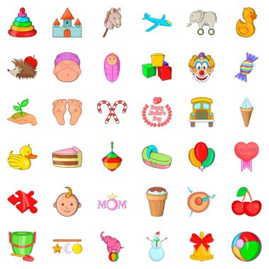 Çocuk şey Icons set, karikatür tarzı