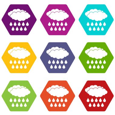 Renk altı yüzlü yağmur Icon set