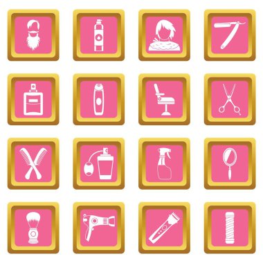 Kuaförlük simgeler pembe