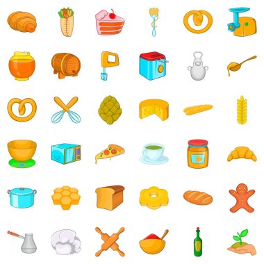 Mutfak Icons set, karikatür tarzı