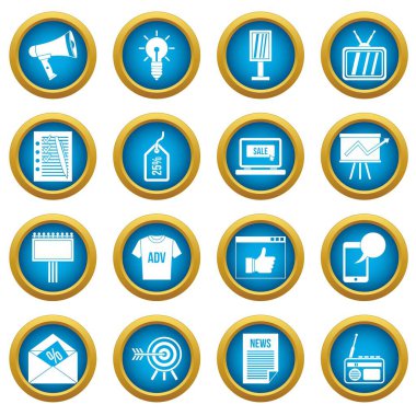 Reklam simgeleri mavi daire seti