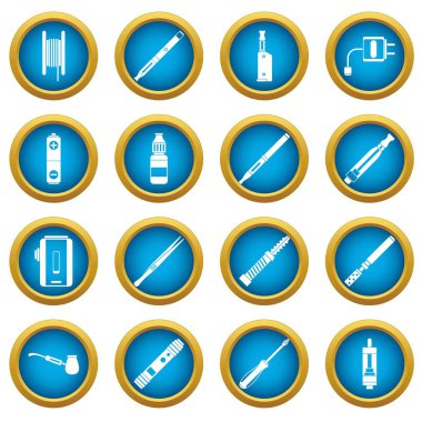 Vaping simgeleri mavi daire seti