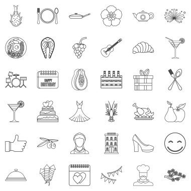 Tatil Icons set, anahat stili