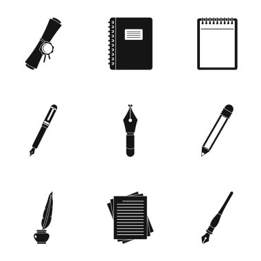 Retro kalem türü simge seti, basit tarzı