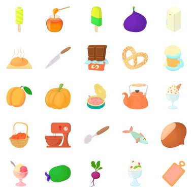 Tatlı dondurma Icons set, karikatür tarzı