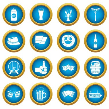 Oktoberfest simgeleri mavi daire seti