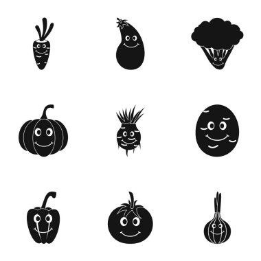 Sebze emoji simge seti, basit tarzı