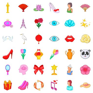 Parfüm Icons set, karikatür tarzı