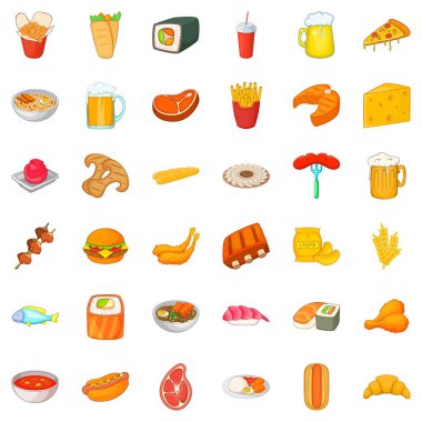 Tatil Icons set, karikatür tarzı