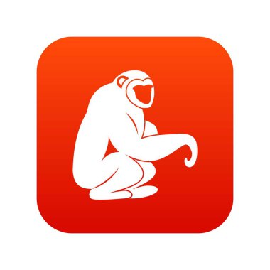 Oturan maymun simgesi dijital kırmızı