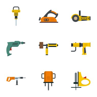 Elektrikli araç simge seti, düz stil