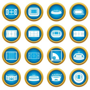 Spor Stadyumu simgeler daire seti mavi