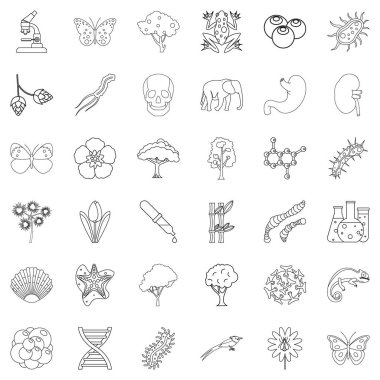 Bakteri Icons set, anahat stili