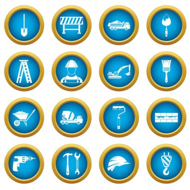 İnşaat simgeleri mavi daire ayarlayın