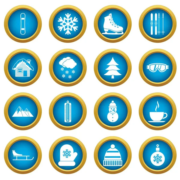 Kış simgeleri mavi daire