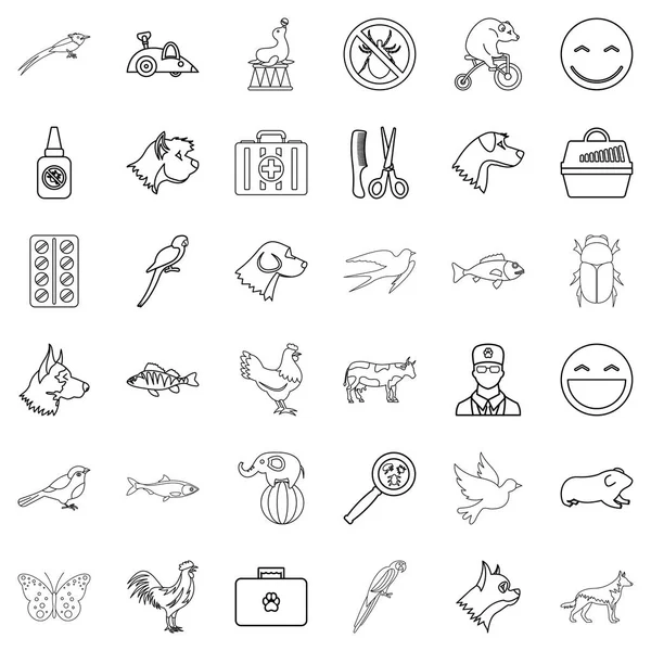 Fil Icons set. 36 fil vektör simgeleri için beyaz arka plan üzerinde izole web tarzı anahat