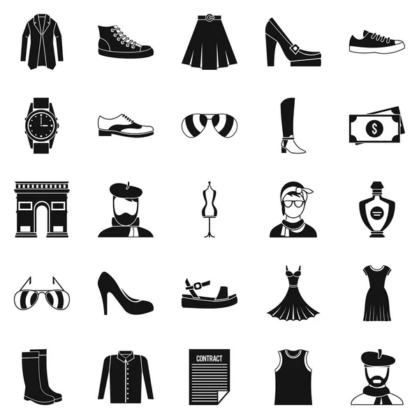 Oude mode iconen set, cartoon stijl — Stockvector