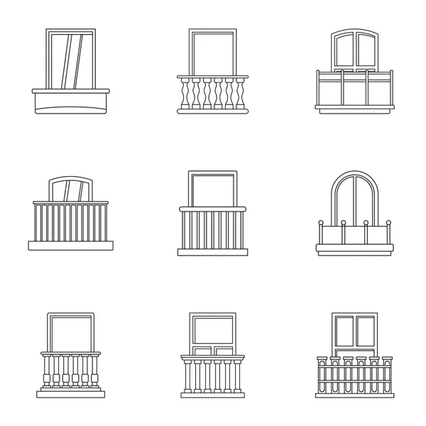 Ensemble d'icônes de balcon moderne, style contour — Image vectorielle
