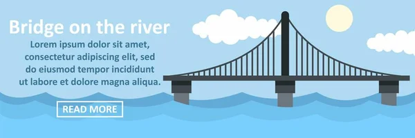 Γέφυρα Στον Ποταμό Banner Οριζόντια Έννοια Επίπεδη Απεικόνιση Της Γέφυρας — Διανυσματικό Αρχείο