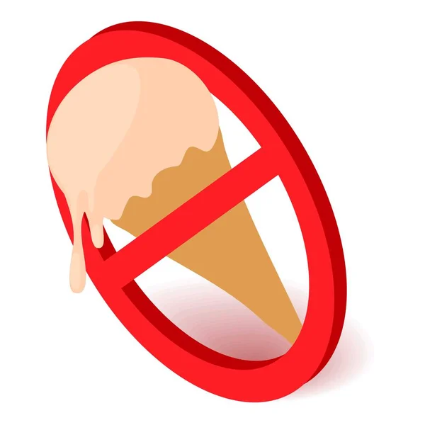 Nessuna icona gelato, stile isometrico 3d — Vettoriale Stock