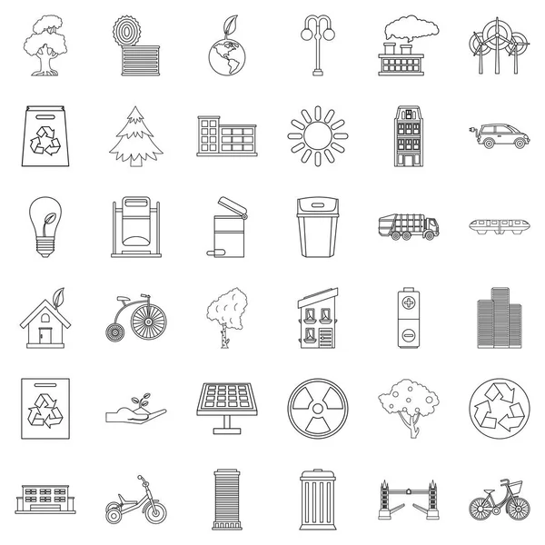 Enerji araba Icons set, anahat stili