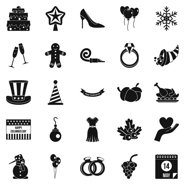 Conjunto de ícones de dia festivo, estilo simples — Vetor de Stock