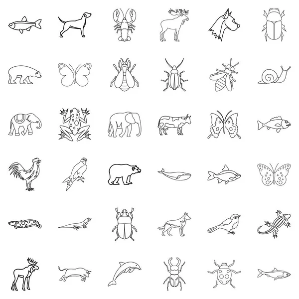 Insect icons set, outline style — Stock Vector