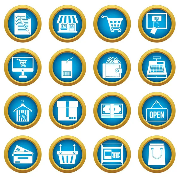 Shopping icons blue circle set — Stock Vector