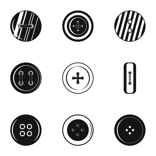 Conjunto de iconos de botón de costura, estilo simple — Vector de stock