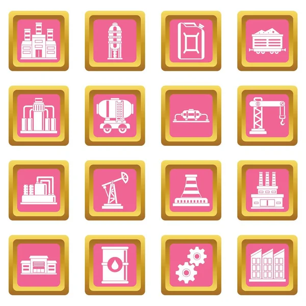 Iconos de la industria rosa — Vector de stock