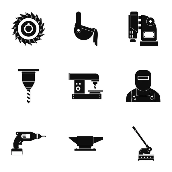 Conjunto de iconos de la industria de corte de metal, estilo simple — Vector de stock