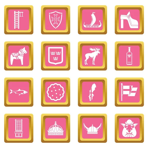 İsveç Seyahat simgeler pembe