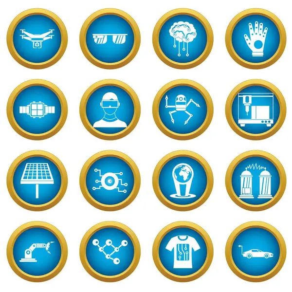 New technologies icons blue circle set — Stock Vector