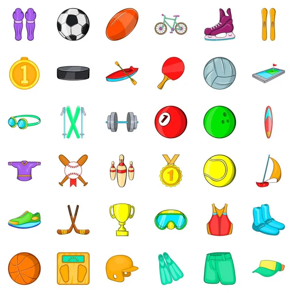 Fitness iconen set, cartoon stijl — Stockvector