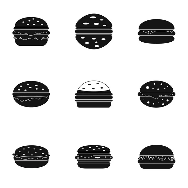 Juego de iconos de hamburguesas, estilo simple — Vector de stock