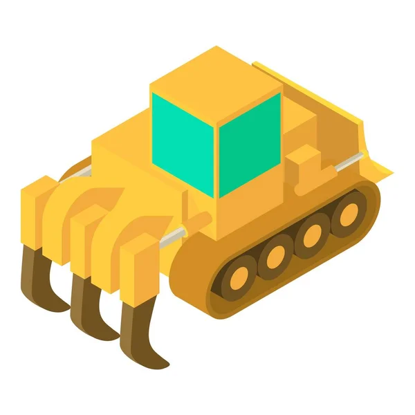 Yellow bulldozer icon, isometric 3d style — Stock Vector