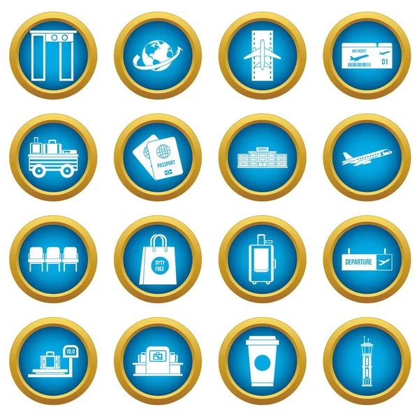 Havaalanı simgeleri mavi daire seti
