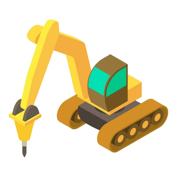 Ícone de martelo de escavadeira amarelo, estilo 3D isométrico —  Vetores de Stock