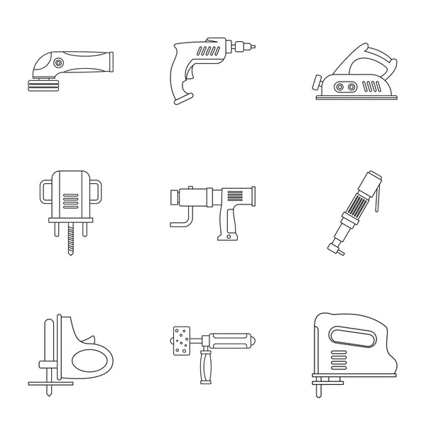 Conjunto de iconos de herramienta de construcción, estilo de esquema — Vector de stock
